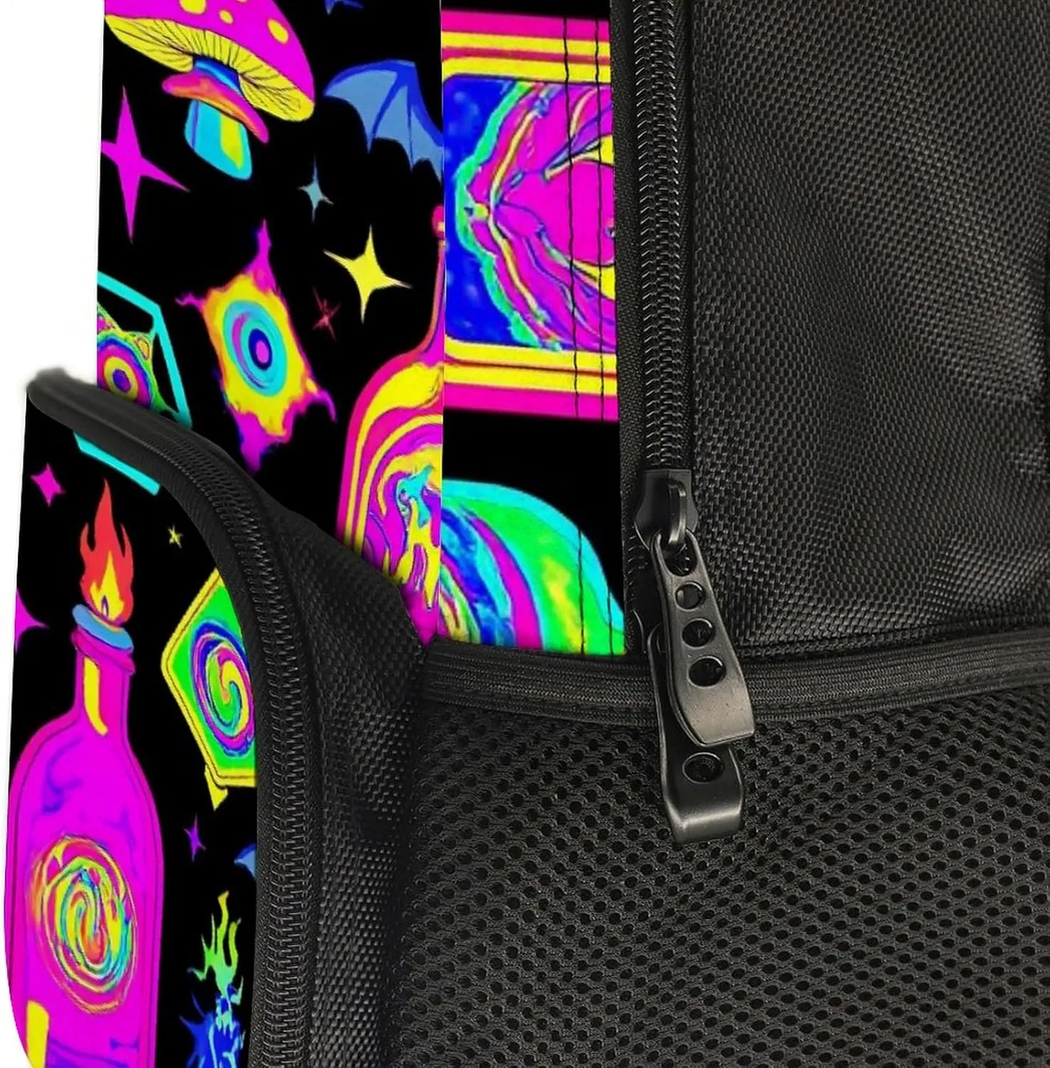 Supdreamc Lightweight Rucksacks for Climbing Outdoors Walking Cycling - Large Capacity Anti-Theft Multipurpose Carry On Bag, Goth Gothic Skull Mushroom Magic Witch Witchy Camping Outdoor Backpack