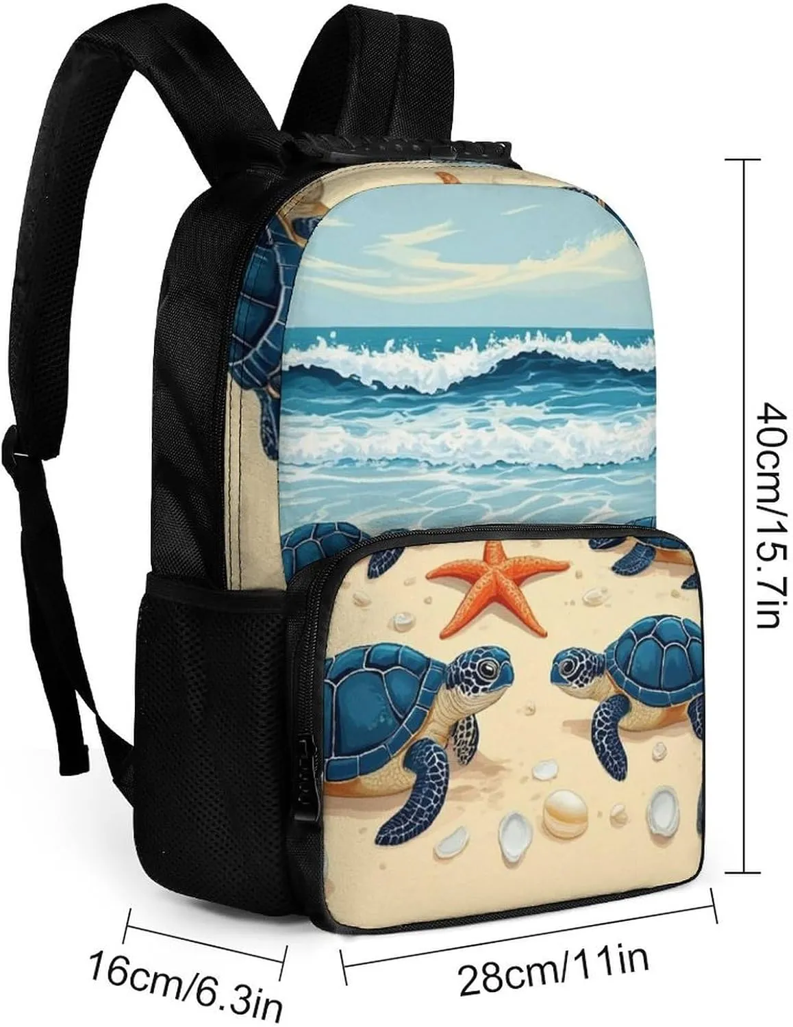 Supdreamc Men & Women Lightweight Beach Turtles Casual Daypack Large Capacity Bookbag With Adjustable Shoulder Straps for Gym Business Bicycle