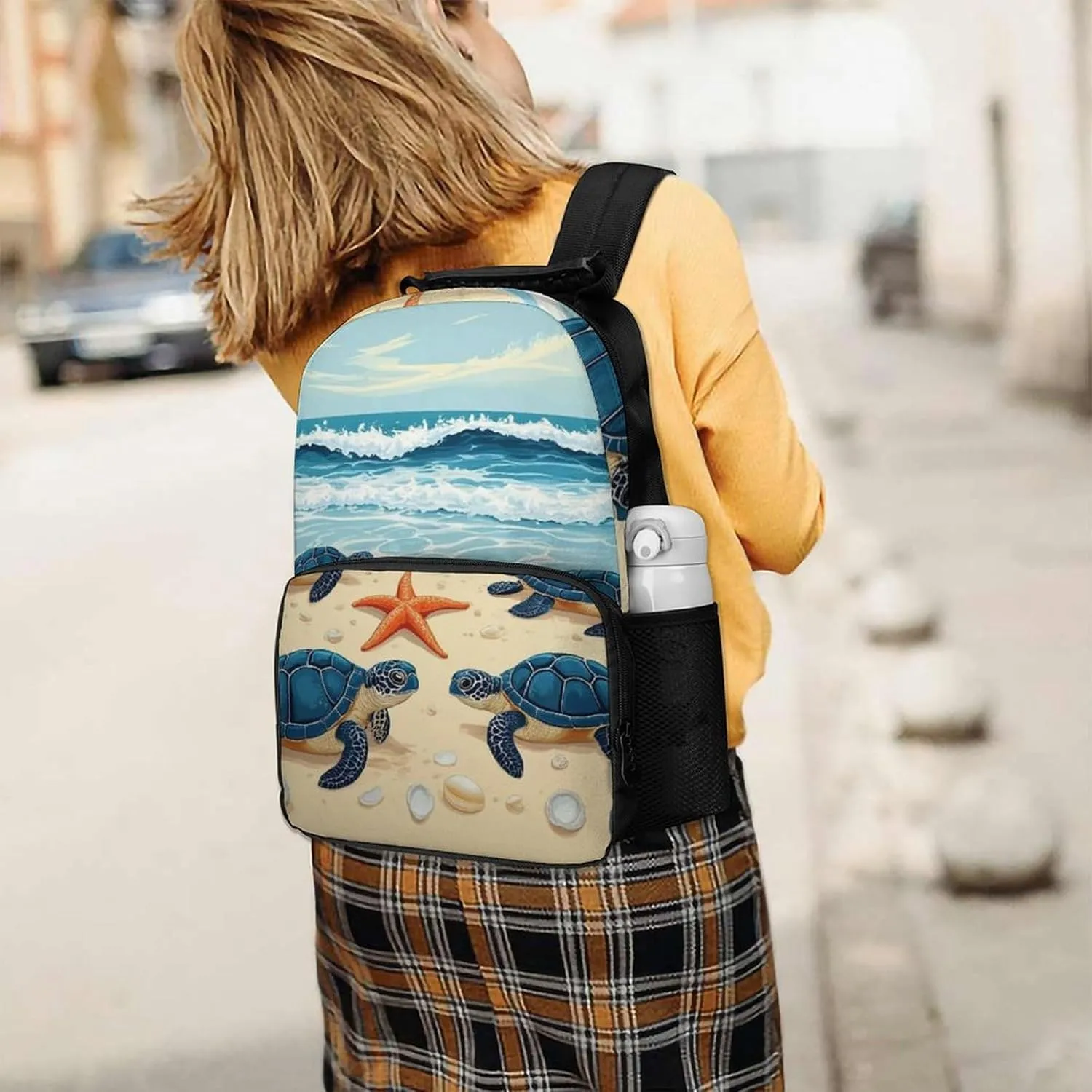 Supdreamc Men & Women Lightweight Beach Turtles Casual Daypack Large Capacity Bookbag With Adjustable Shoulder Straps for Gym Business Bicycle