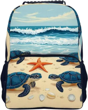 Supdreamc Men & Women Lightweight Beach Turtles Casual Daypack Large Capacity Bookbag With Adjustable Shoulder Straps for Gym Business Bicycle