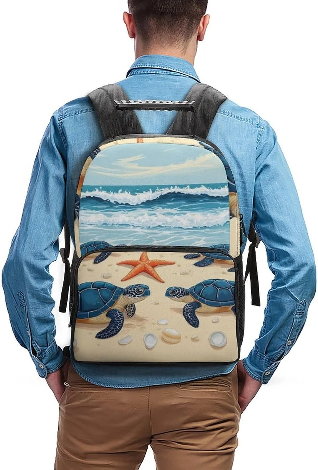 Supdreamc Men & Women Lightweight Beach Turtles Casual Daypack Large Capacity Bookbag With Adjustable Shoulder Straps for Gym Business Bicycle