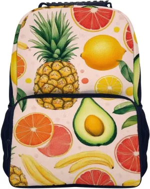 Supdreamc Men Women Lightweight Avocado Nut Banana Pineapple Orange Casual Daypack Big Capacity Bookbag With Padded Straps for Gym Travel Walking Cycling