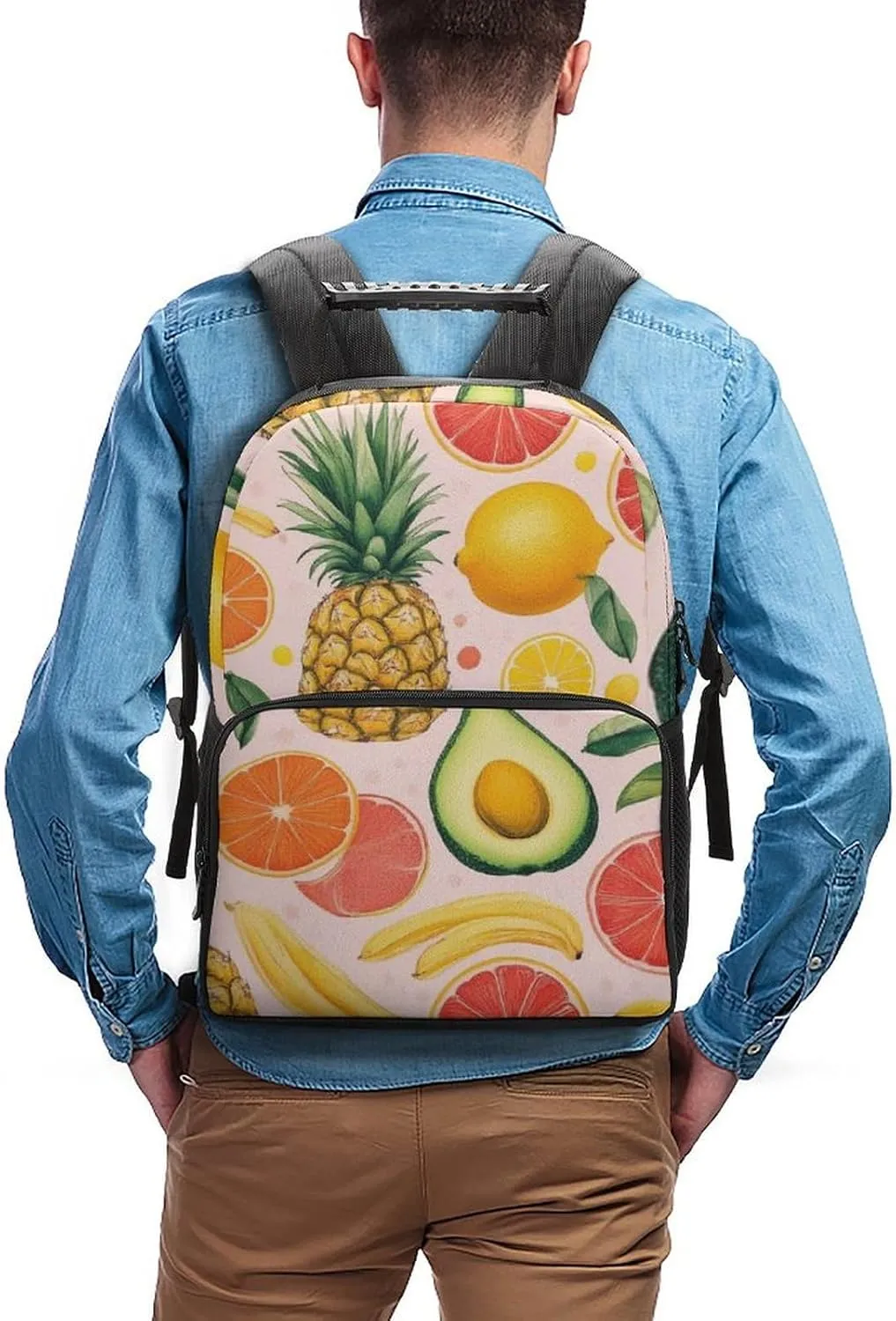 Supdreamc Men Women Lightweight Avocado Nut Banana Pineapple Orange Casual Daypack Big Capacity Bookbag With Padded Straps for Gym Travel Walking Cycling