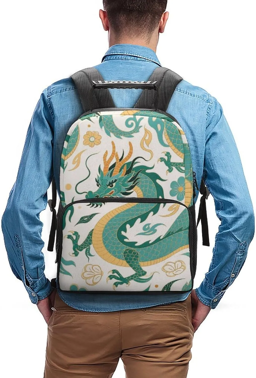 Supdreamc Men Women Lightweight Chinese Dragons Art Backpack Large Capacity Bookbag With Smooth Zippers for Gym Business Running