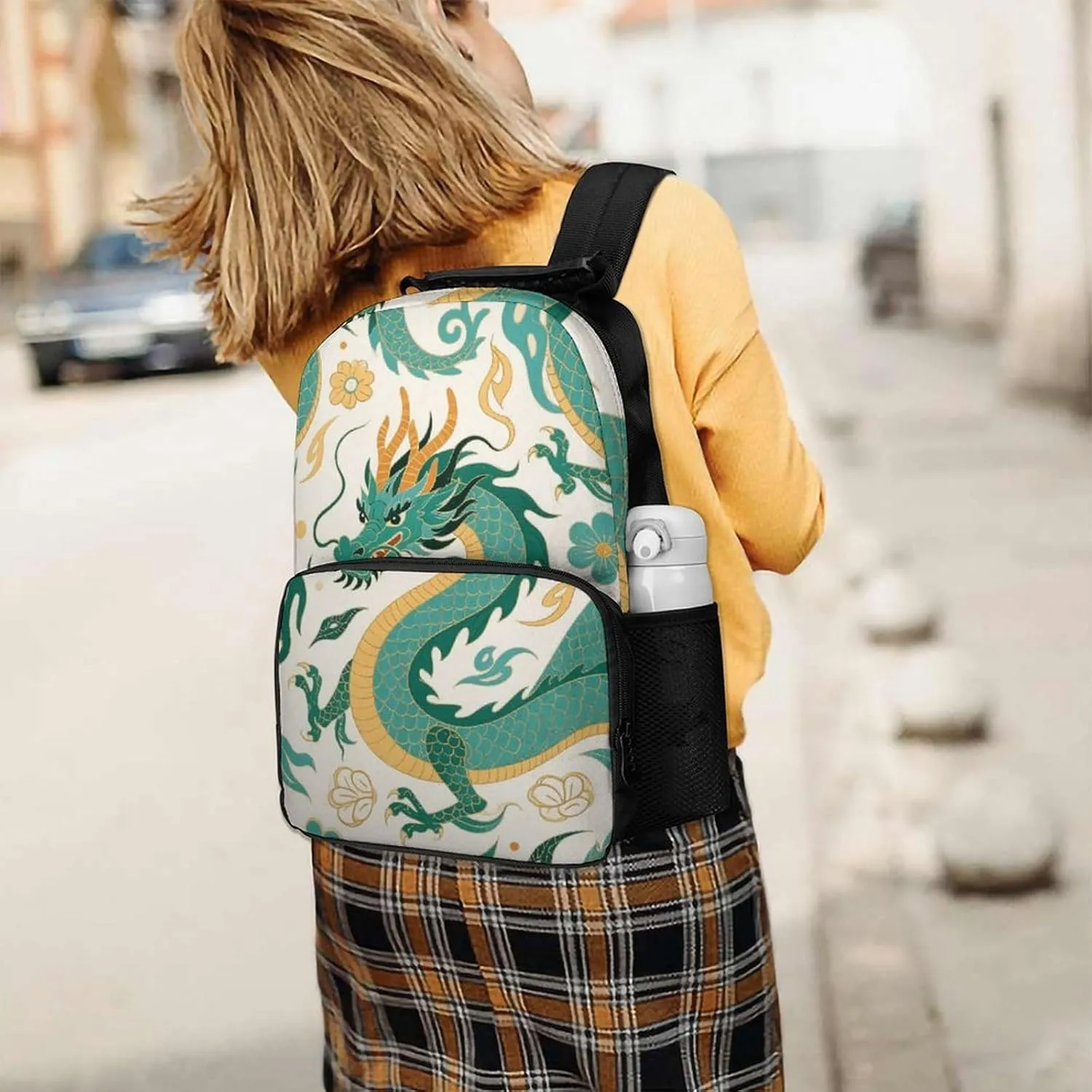 Supdreamc Men Women Lightweight Chinese Dragons Art Backpack Large Capacity Bookbag With Smooth Zippers for Gym Business Running