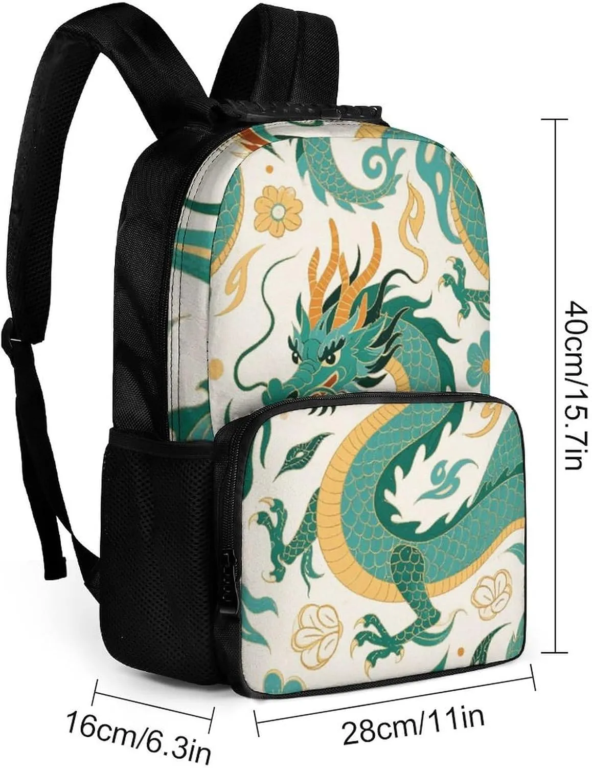 Supdreamc Men Women Lightweight Chinese Dragons Art Backpack Large Capacity Bookbag With Smooth Zippers for Gym Business Running