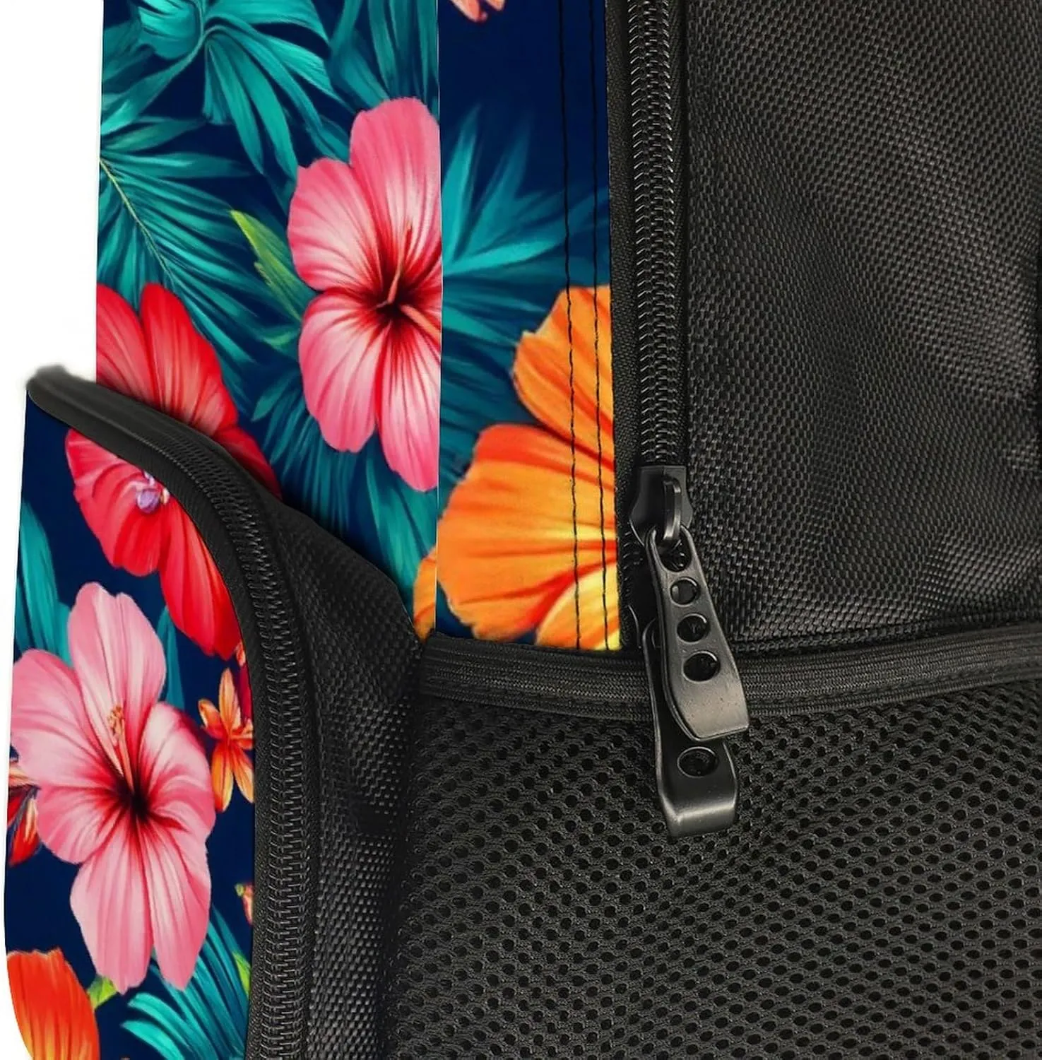 Supdreamc Men Women Lightweight Hawaiian Colorful Hibiscus Flowers Tropical Palm Tree Leaves Backpack Large Capacity Bookbag With Smooth Zippers for Gym Business Running