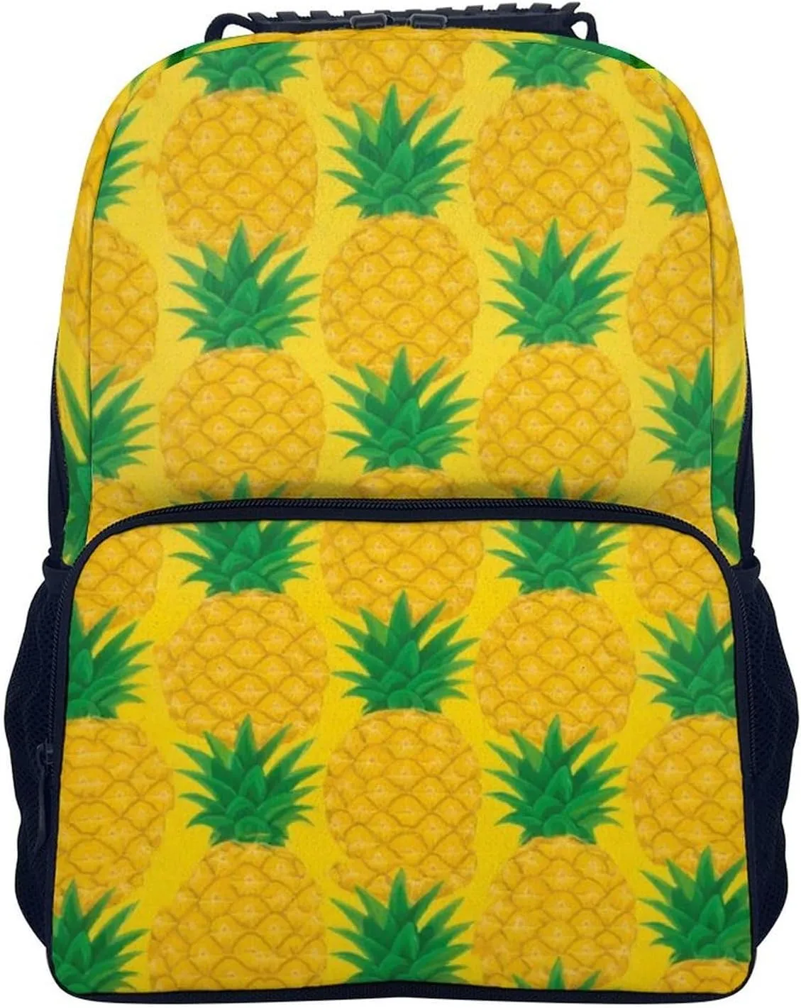 Supdreamc Men Women Lightweight Hawaiian Tropical Pineapple Art Backpack Large Capacity Bookbag With Smooth Zippers for Gym Business Running