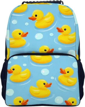 Supdreamc Men Women Lightweight Yellow Rubber Ducks Bubbles Daypack Bookbag Big Capacity Carry On Bag With Side Pockets for Camping Travel Bicycle