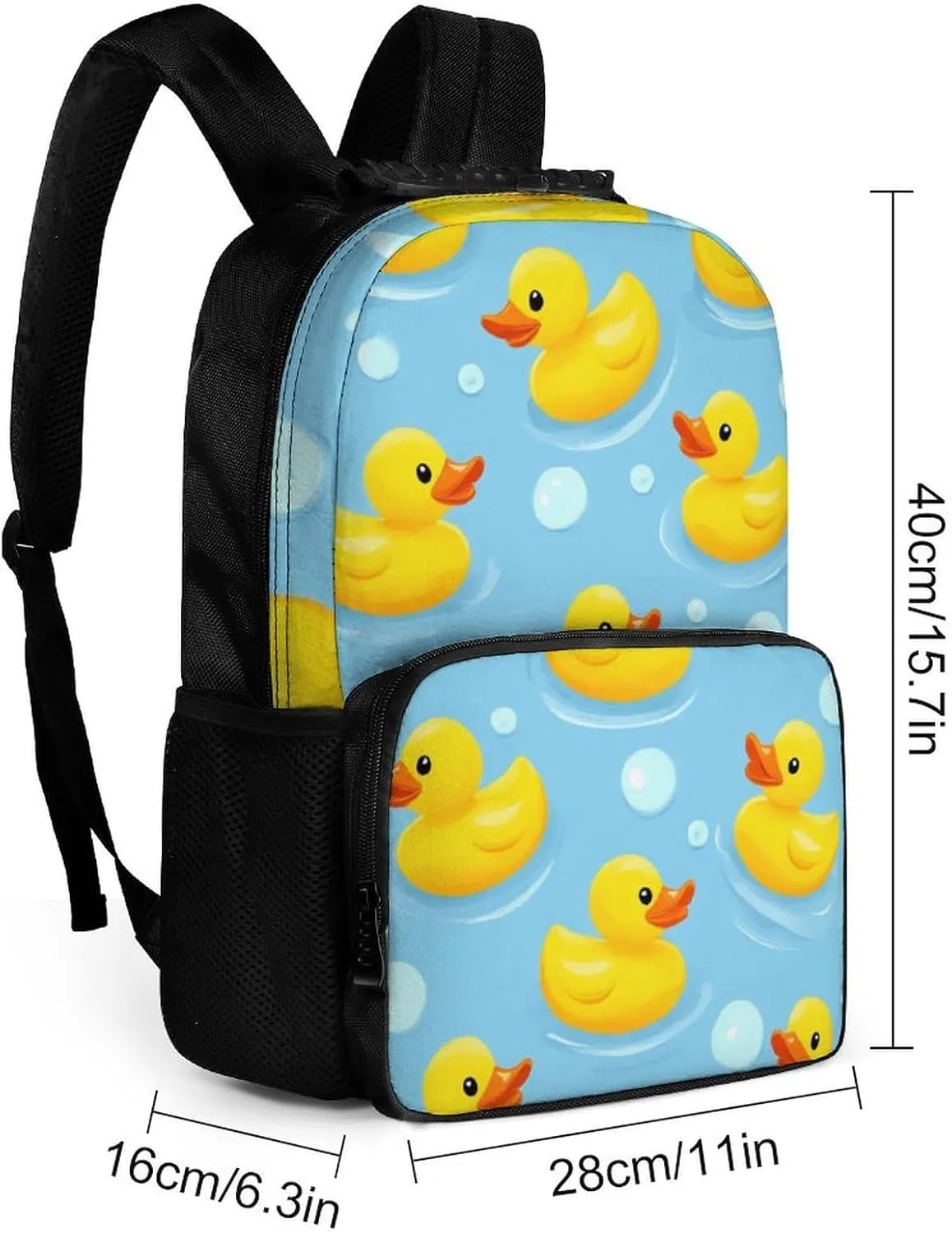 Supdreamc Men Women Lightweight Yellow Rubber Ducks Bubbles Daypack Bookbag Big Capacity Carry On Bag With Side Pockets for Camping Travel Bicycle