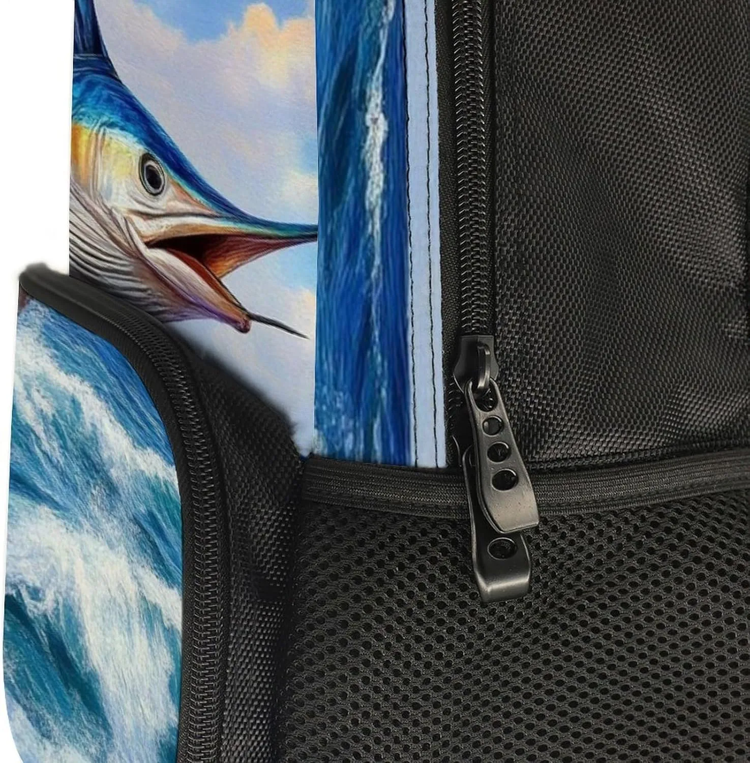 Supdreamc Men Women Polyester Whimsical Fish Painting Daypack Big Capacity Shoulder Bag With Adjustable Shoulder Straps for Camping Travel Walking Cycling