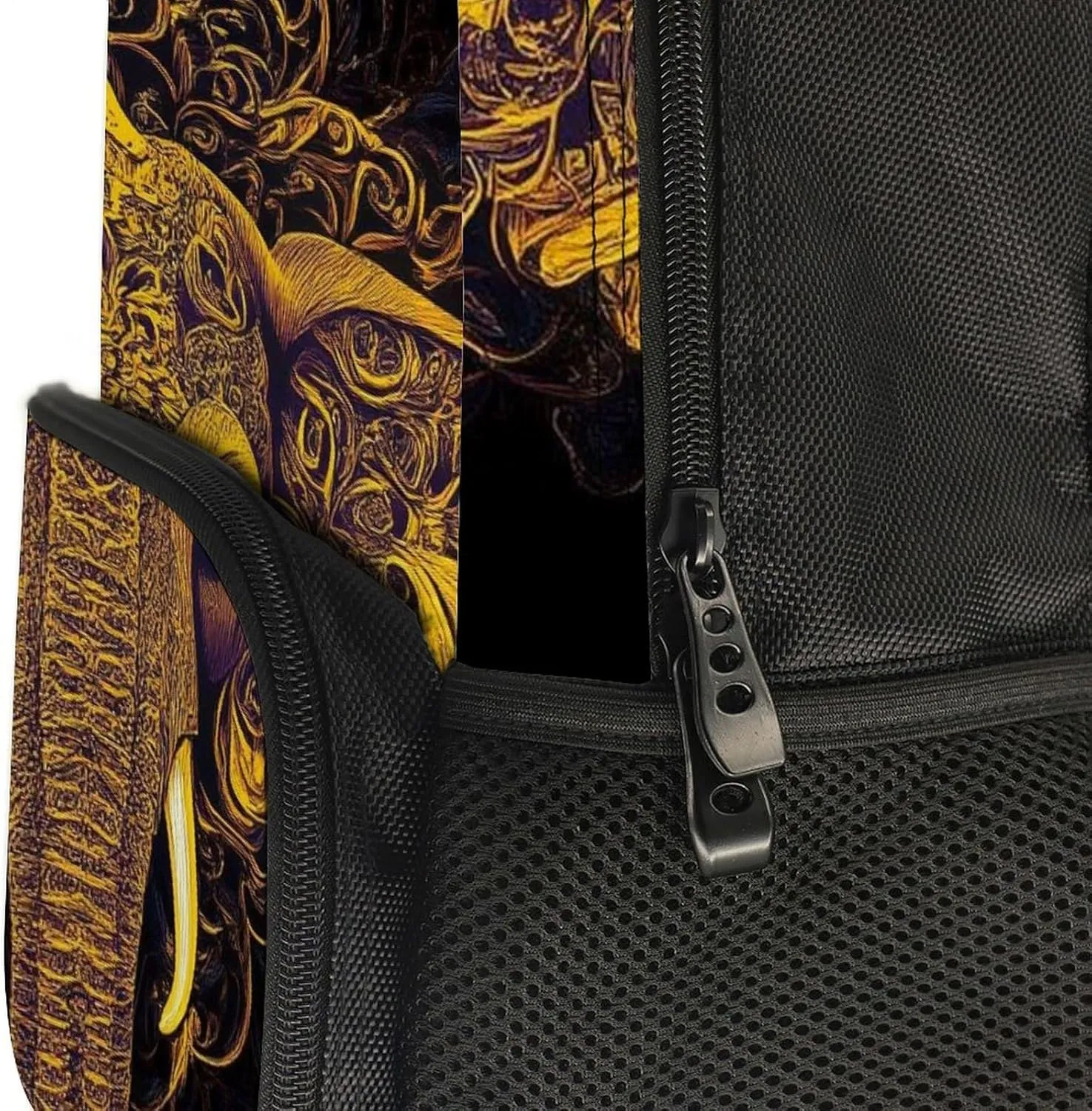 Supdreamc Polyester Daypack Backpack for Trekking Picnic Walking Cycling - Large Capacity Anti-Theft Multipurpose Shoulder Bag, Beautiful Paisley Elephant Art Casual Daypack
