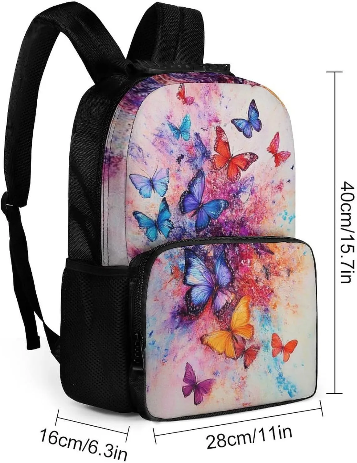 Supdreamc Polyester Daypack Backpack for Trekking Picnic Walking Cycling - Large Capacity Anti-Theft Multipurpose Shoulder Bag, Colorful Butterflies Casual Daypack