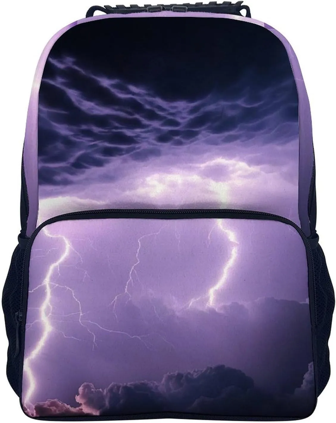 Supdreamc Polyester Daypack Backpack for Trekking Picnic Walking Cycling - Large Capacity Anti-Theft Multipurpose Shoulder Bag, Purple Lightnings Art Casual Daypack