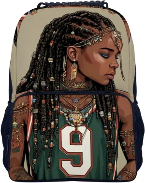 Supdreamc Polyester Daypack for Hiking Work Running - Big Capacity Anti-Theft Multipurpose Shoulder Bag, African American Black WomanArt Travel and Sport Backpack Rucksack