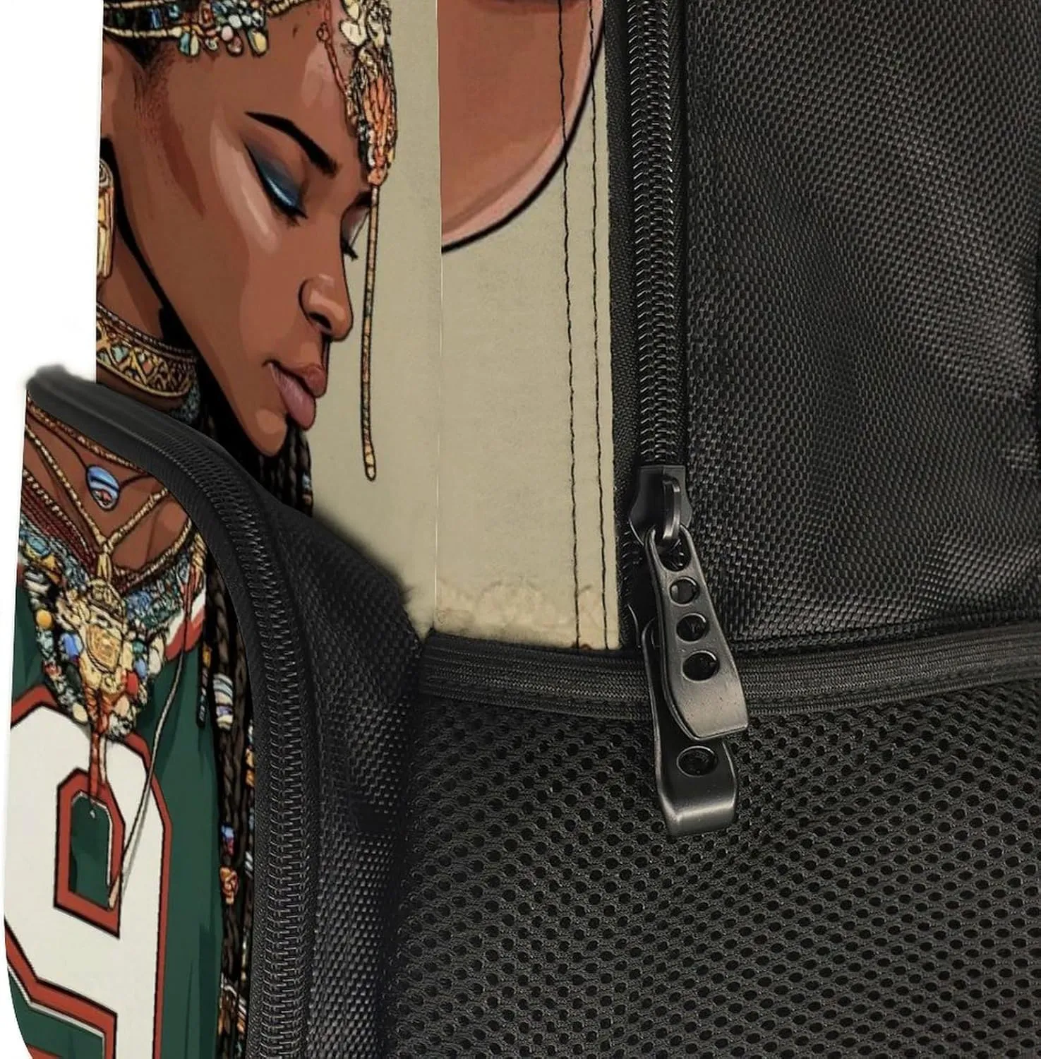Supdreamc Polyester Daypack for Hiking Work Running - Big Capacity Anti-Theft Multipurpose Shoulder Bag, African American Black WomanArt Travel and Sport Backpack Rucksack