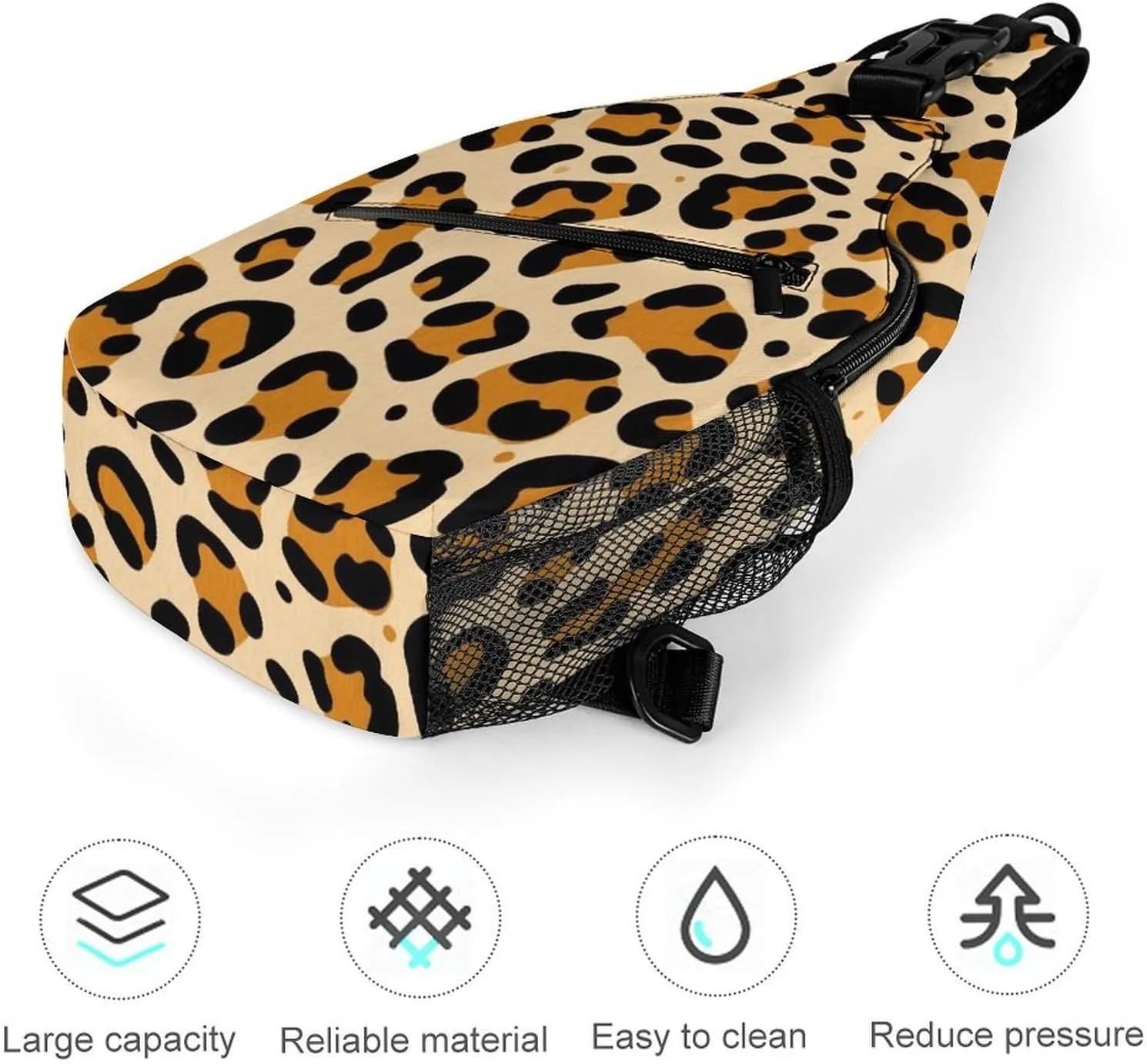 Supdreamc Sling Backpack for Women Men Multipurpose Anti-Theft Gym Crossbody Sack Satchel Outdoor Hiking Bag Tool Backpack, Cool Cheetah Leopard Art Crossbody Daypacks Chest Packs