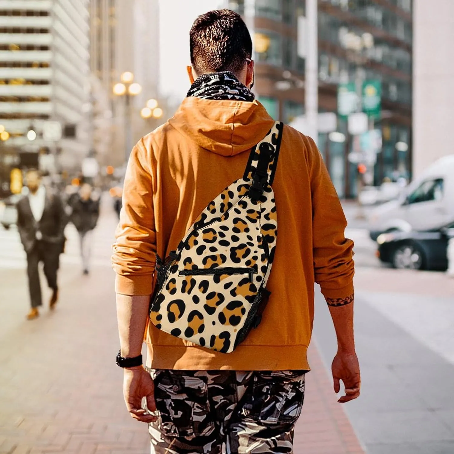 Supdreamc Sling Backpack for Women Men Multipurpose Anti-Theft Gym Crossbody Sack Satchel Outdoor Hiking Bag Tool Backpack, Cool Cheetah Leopard Art Crossbody Daypacks Chest Packs