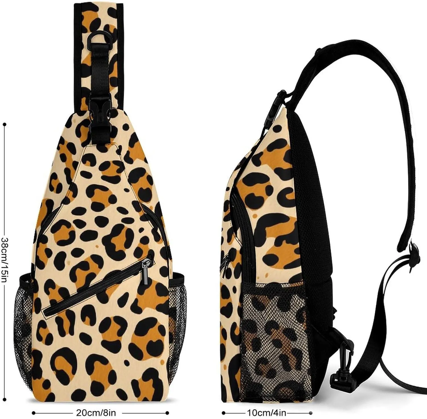 Supdreamc Sling Backpack for Women Men Multipurpose Anti-Theft Gym Crossbody Sack Satchel Outdoor Hiking Bag Tool Backpack, Cool Cheetah Leopard Art Crossbody Daypacks Chest Packs