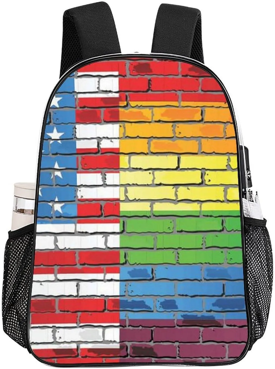 Supdreamc Transparent Daypack Backpack for Trekking Picnic Walking Cycling - Large Capacity Anti-Theft Multipurpose Shoulder Bag, Us Rainbow Love Lgbt Pride Wall Art American Flag Casual Daypack