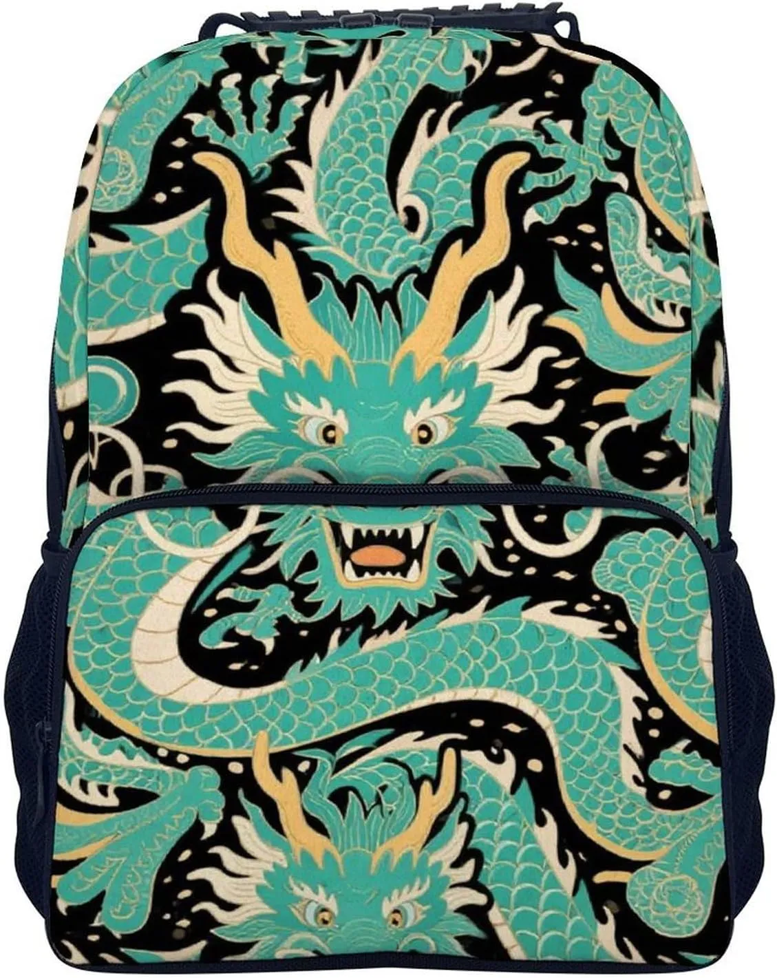 Supdreamc Women Men Polyester Chinese Dragons Art Casual Daypack Large Capacity Bookbag With Side Pockets for Sports Picnic Walking Cycling