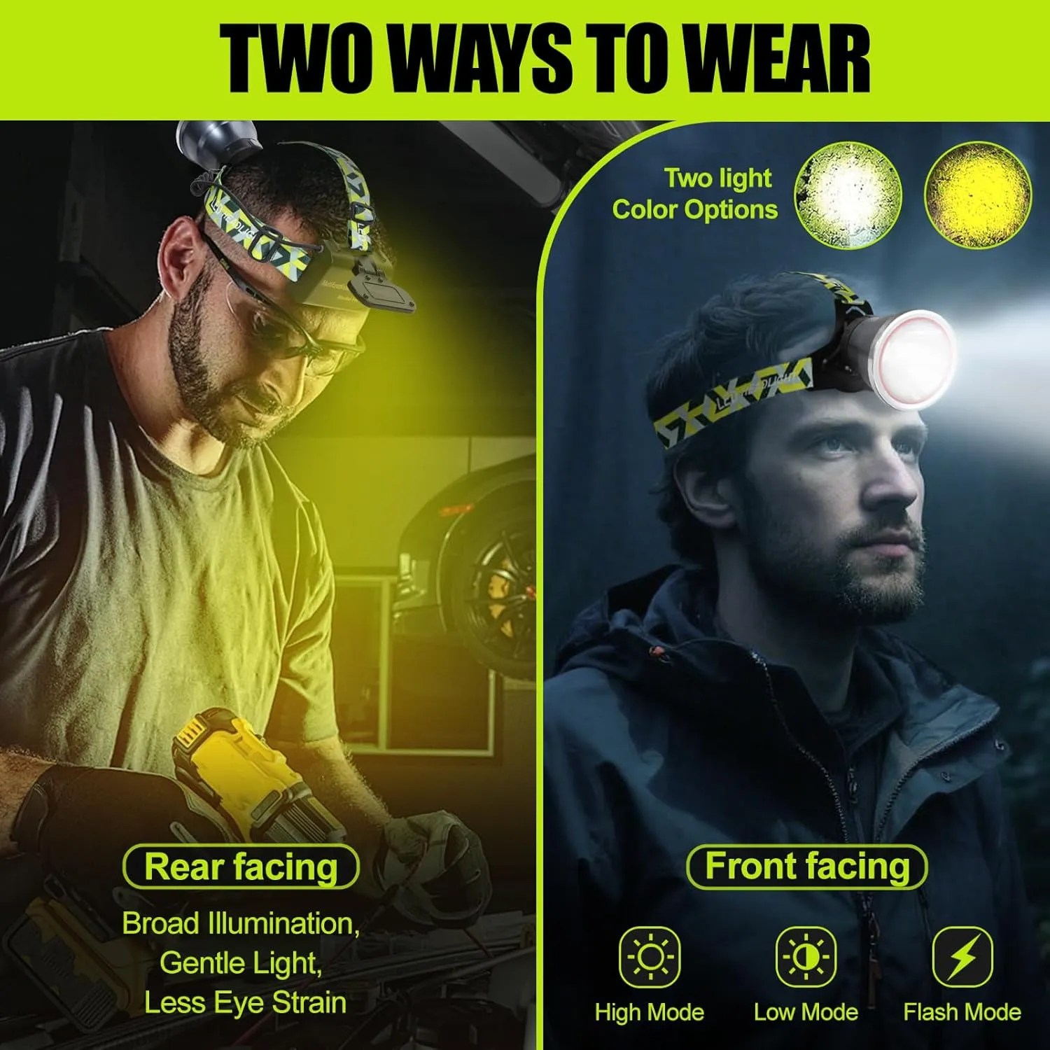 Super Bright LED Headlamp Rechargeable, High Lumen Waterproof 4 Modes Headlamp Flashlight, Lightweight Head Torch for Camping, Running, Hiking, Fishing (Spotlight-White Light)