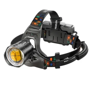 Super Bright LED Headlamp, XHP90 Lamp Beads, 4500 Lumens, Waterproof Headlight, Power Display, USB Rechargeable, For Exploration, Hunting, Fishing
