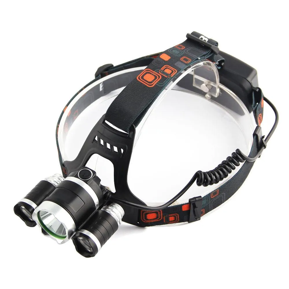 Super Bright Triple LED Headlamp (WATERPROOF & RECHARGEABLE)