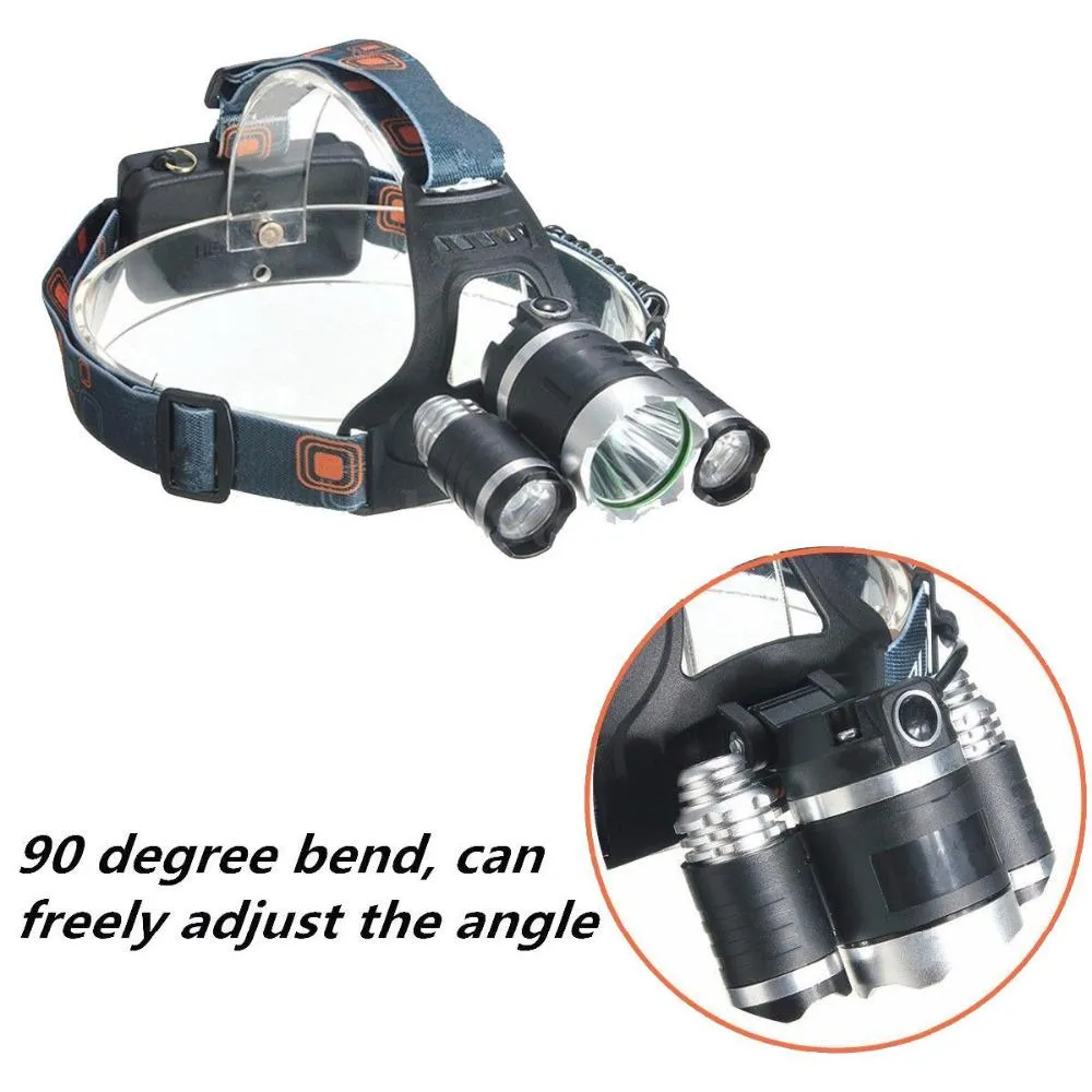 Super Bright Triple LED Headlamp (WATERPROOF & RECHARGEABLE)