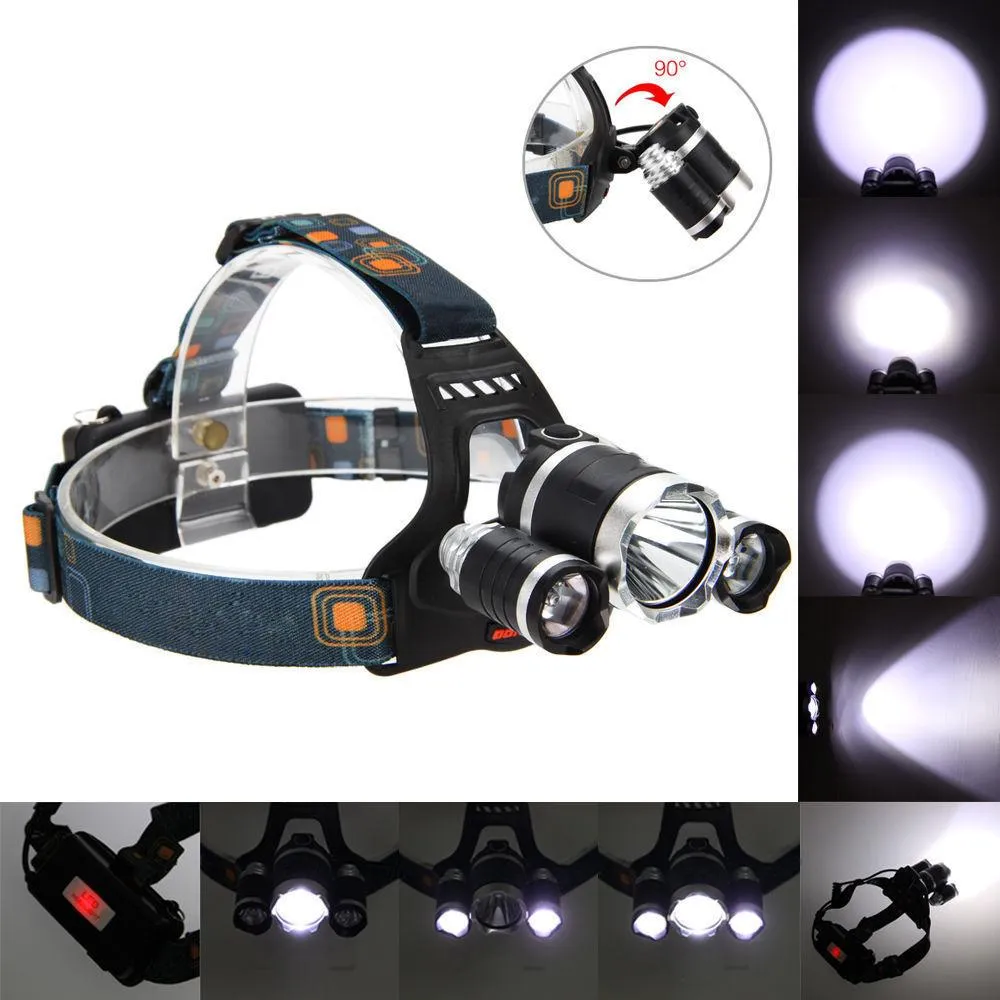 Super Bright Triple LED Headlamp (WATERPROOF & RECHARGEABLE)