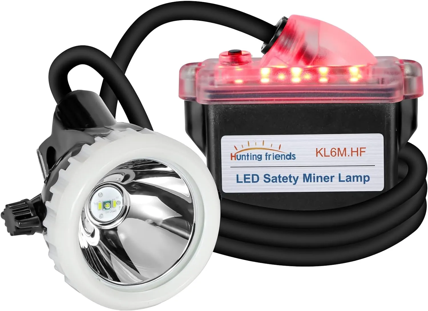 Superbright LED Mining Headlight,High Lumen Rechargeable Miner Lamp Hard Hat with Power Supply Lights Mining lamp Waterproof Headlight KL6M.H Explosion Proof Cap for Outdoor