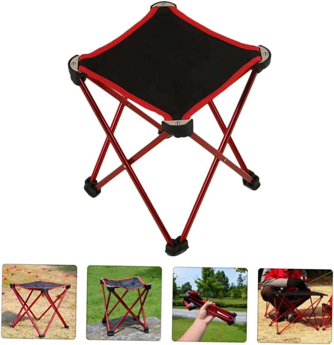 SUPVOX 1pc Portable Folding Camping Chair Stylish Stool for Outdoor Use Lightweight Design for for Fishing Barbecues and Red