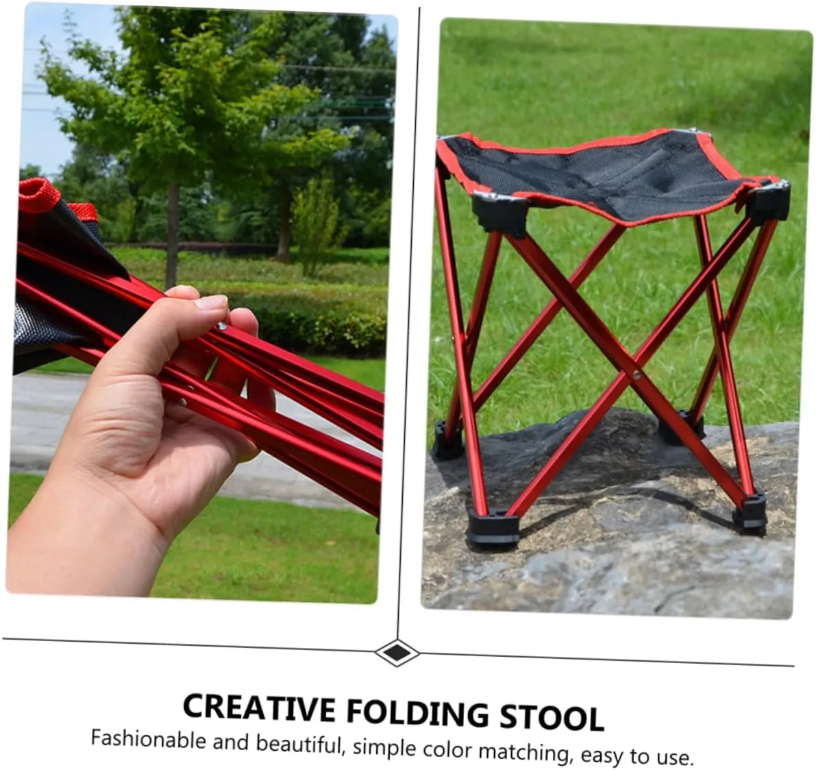 SUPVOX 1pc Portable Folding Camping Chair Stylish Stool for Outdoor Use Lightweight Design for for Fishing Barbecues and Red