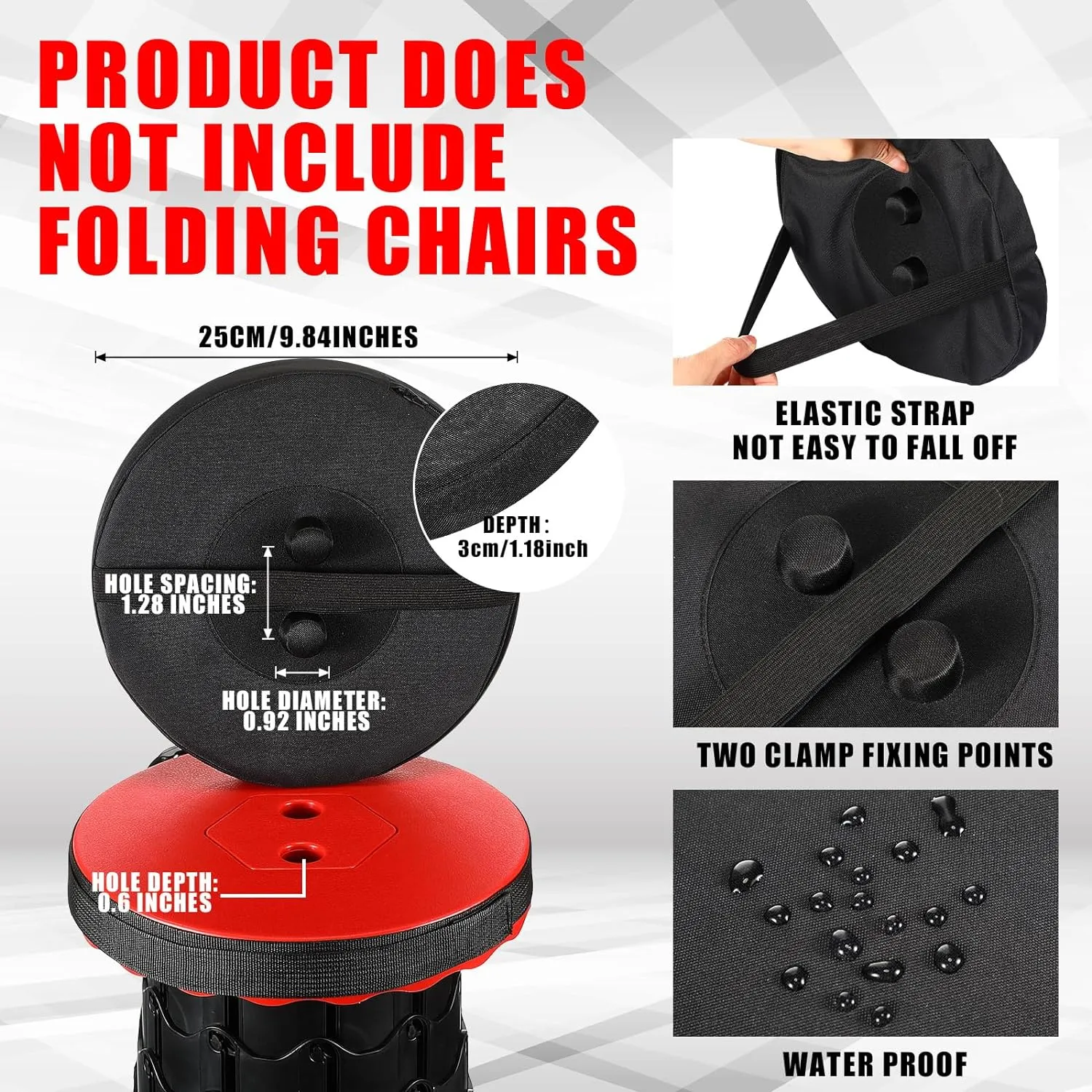Suzile 2 Pieces Telescopic Stool Cushion (Exclude Stool) with Memory Foam Retractable Folding Stool Cushion with Elastic Strap Round Thickened Folding Cushion
