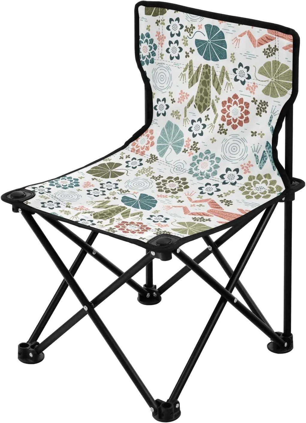 Swamp Frogs Flower Leaf Packable Camping Chairs for Adults Ultralight Backpack Beach Chairs for Adults Includes Carry Bag Lawn Chairs for Adults Heavy Duty for Concert Camping