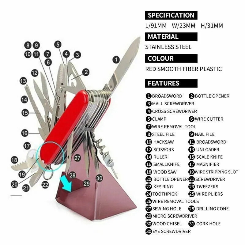 Swiss Navy Style Pocket Knife Foldable Multifunction Tool Pliers