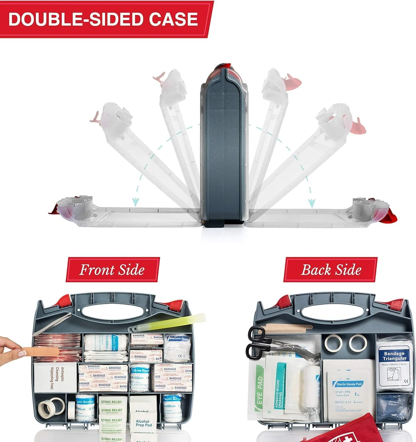 Swiss Safe 2-in-1 First Aid Kit for Car, Travel & Home, Businesses - Bonus Mini Kit for Medical Emergency Aid, Survival, Camping - FSA & HSA Eligible - 348 Pcs, Large Hardcase FAK
