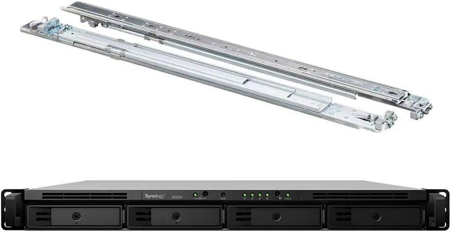 Synology RackStation RS820  NAS Server with Atom 2.1GHz CPU, 18GB Memory, 48TB HDD Storage, 4 x 1GbE LAN Ports, DSM Operating System Bundle with Rail kit