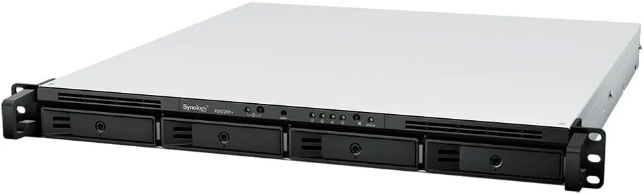 Synology RackStation RS822RP  NAS Server with Ryzen 2.2GHz CPU, 32GB Memory, 32TB HDD Storage, 4 x 1GbE LAN Ports, Redundant Power, DSM Operating System Bundle with Rail kit