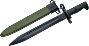SZCO 15.75" M1 Bayonet Knife with Scabbard – Military Tactical Knife for Army, Marines, Survival, Hunting, and Camping – 9.75” Stainless Steel Blade with Blood Groove – Black Handle and Sheath