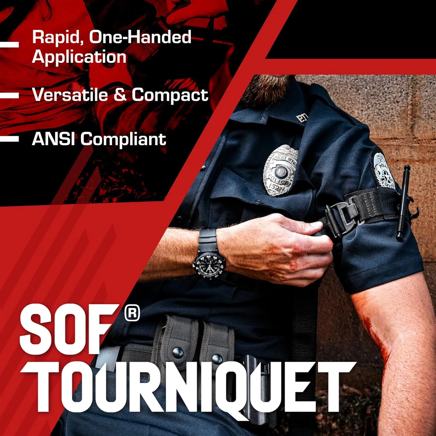 TacMed Solutions SOF Tourniquet (Generation 5) - Black, Military-Grade Tourniquet for Severe Bleeding Control, Essential First Aid for Tactical, Emergency, and Civilian Use