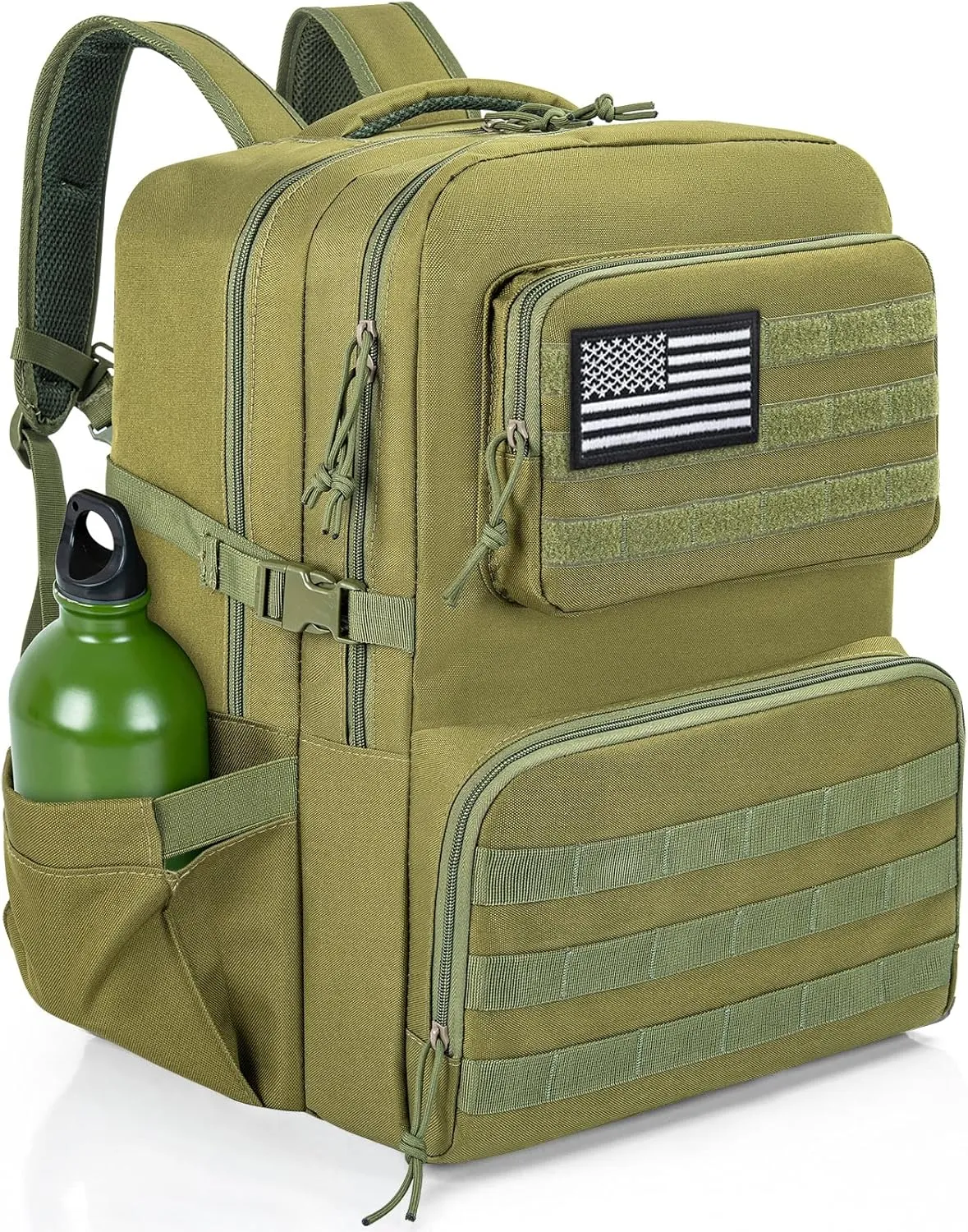 Tactical Backpack Water-resistant Military MOLLE Assault Backpack Bag for Hunting Camping Travel,13" Lx 12" W x 20" H Green