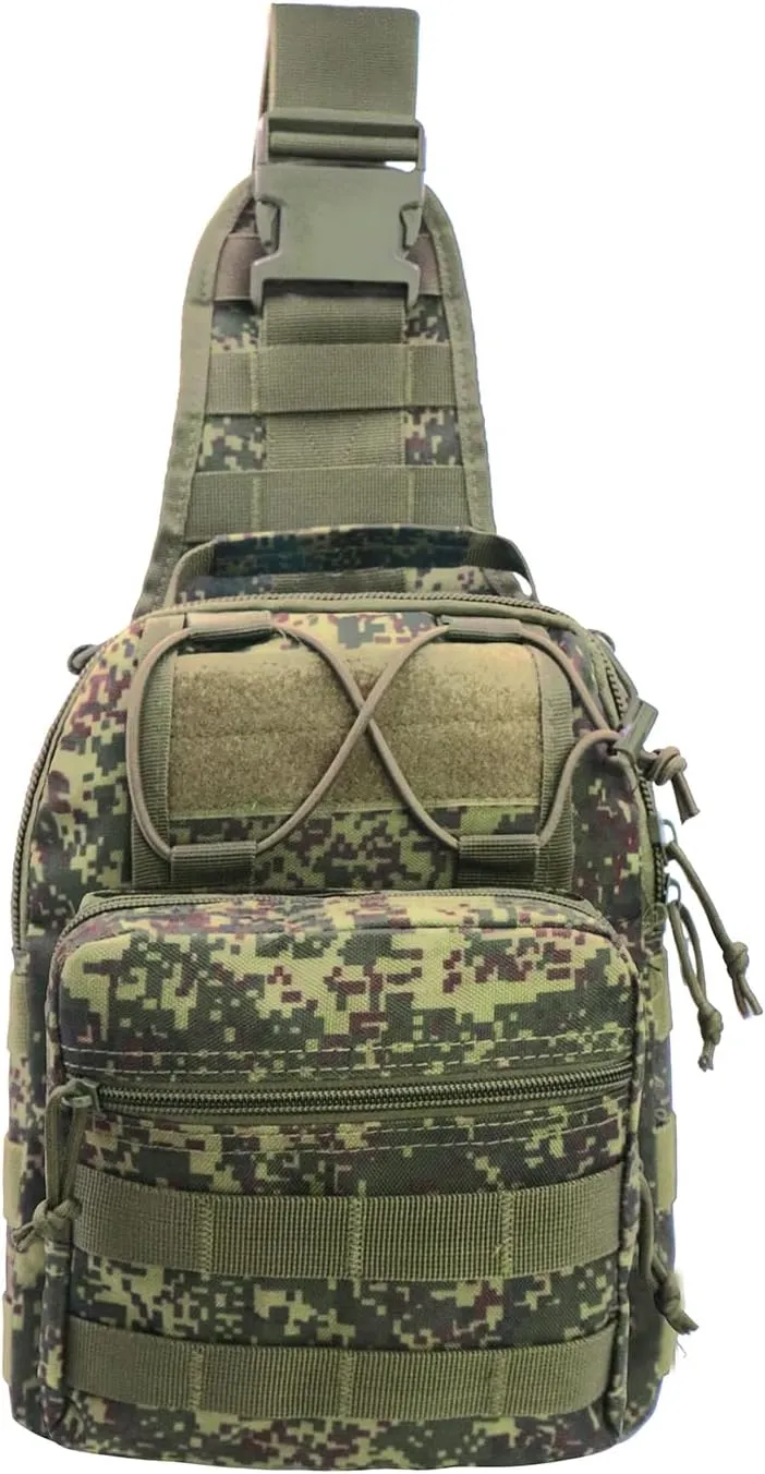 Tactical Backpack, Waterproof Military Cross-body Molle Sling Shoulder Backpack Chest Bag for Outdoor Every Day Carry Khaki Green ACU