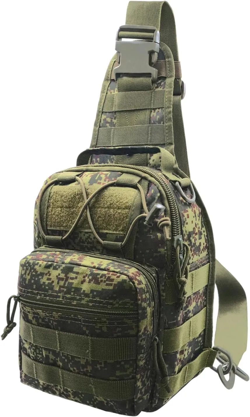 Tactical Backpack, Waterproof Military Cross-body Molle Sling Shoulder Backpack Chest Bag for Outdoor Every Day Carry Khaki Green ACU