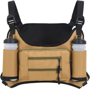 Tactical Chest Bag Lightweight Chest Pack, Water Resistant Running Pack Phone Holder For Workouts, Running Backpack Vest (Khaki)