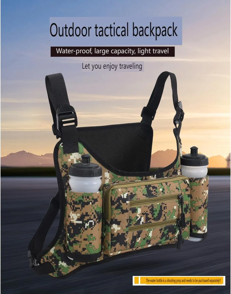 Tactical Chest Bag Lightweight Chest Pack, Water Resistant Running Pack Phone Holder For Workouts, Running Backpack Vest (Khaki)