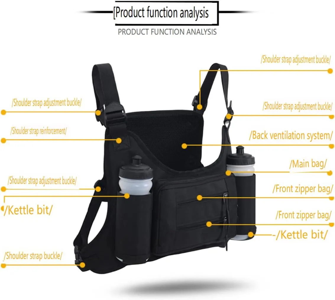 Tactical Chest Bag Lightweight Chest Pack, Water Resistant Running Pack Phone Holder For Workouts, Running Backpack Vest (Khaki)
