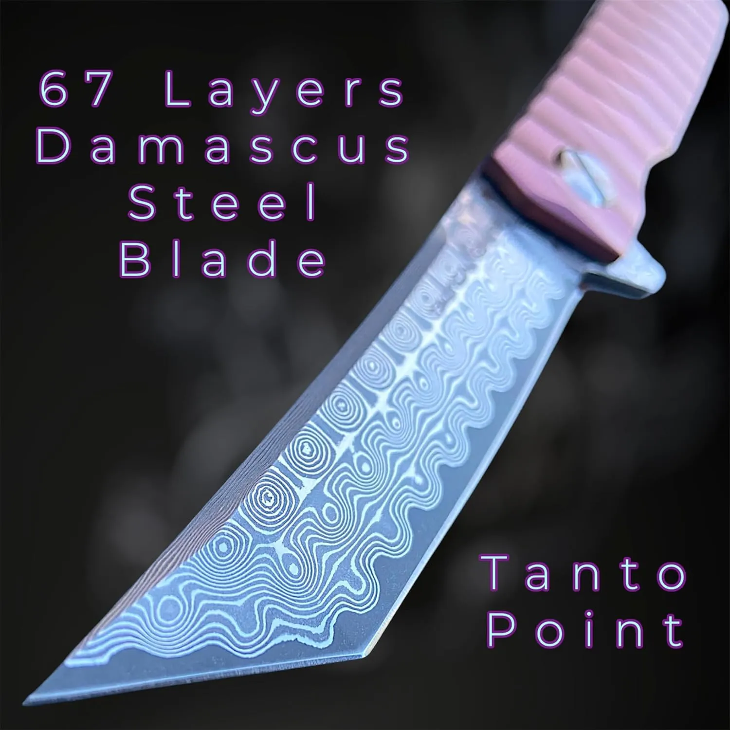 TACTICAL GEARZ Damascus Pocket Folding Knife, Solid Tc4 Titanium Handle, Multi-Layered Damascus Steel VG10 Blade, Includes Sheath (Saint XT RoseGold)