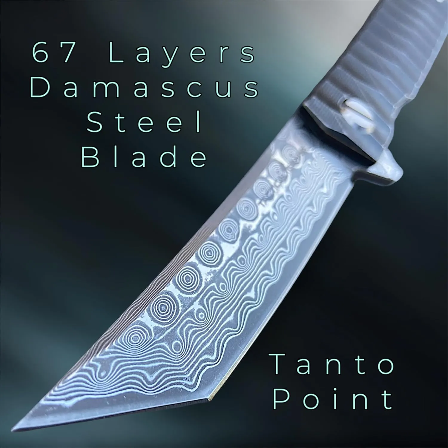 TACTICAL GEARZ Damascus Pocket Folding Knife, Solid Titanium Handle, 67 Multi Layers Damascus VG10 Steel Tanto Blade (Saint DXT Beast Bundle)