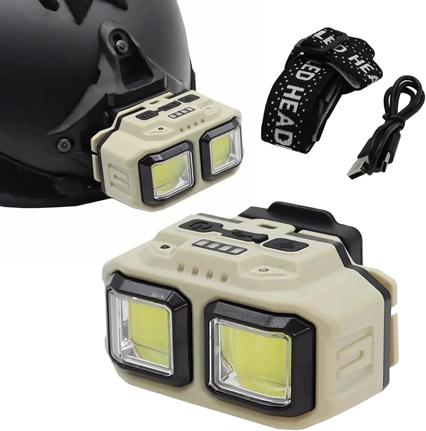 Tactical Helmet Light Flashlight,Ultra Bright LED Rechargeable Helmet Light with White Red Waterproof Motion Sensor Head Lamp,5 Mode for Mich Fast